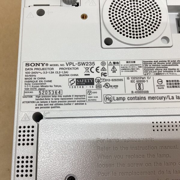 Lamp use 306 hours SONY Ultra short throw projector VPL-SW235 3000 lumens D-SUB HDMI USB-B cable Remote control - Image 9