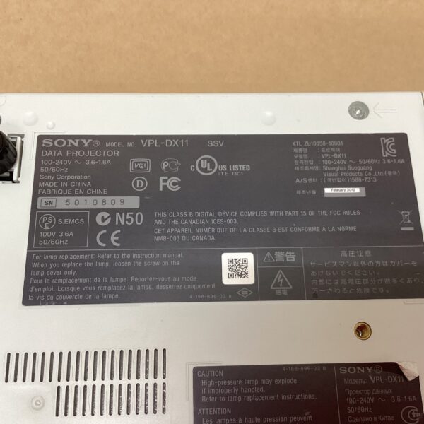 Lamp use 1446 hours SONY Data projector VPL-DX11 3000 lumens D-SUB HDMI cable Soft case - Image 9